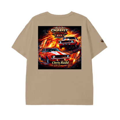 Drag racing ,Premium ,Graphic design ,Shirt ,Black,Flames ,Essential,ChaseIt ,Camaro,Lifestyle