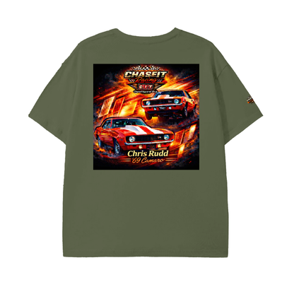 Drag racing ,Premium ,Graphic design ,Shirt ,Black,Flames ,Essential,ChaseIt ,Camaro,Lifestyle